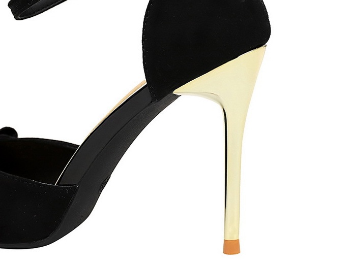 European style rhinestone bow pointed high-heeled shoes