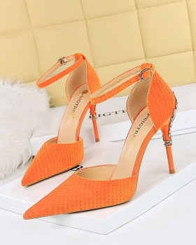 Fine-root metal high-heeled shoes Korean style low sandals