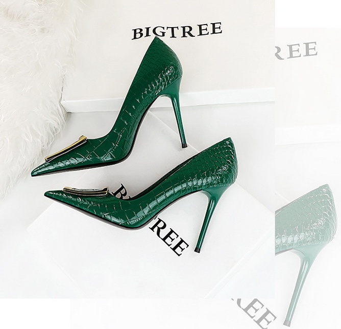 High-heeled fine-root low pointed slim shoes for women