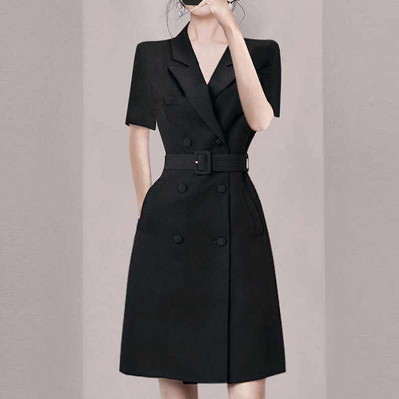 Fashion black business suit summer temperament dress