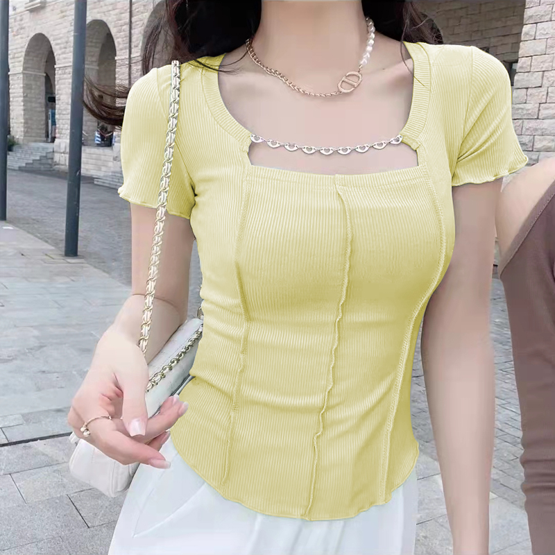 Short Korean style tops summer unique T-shirt for women