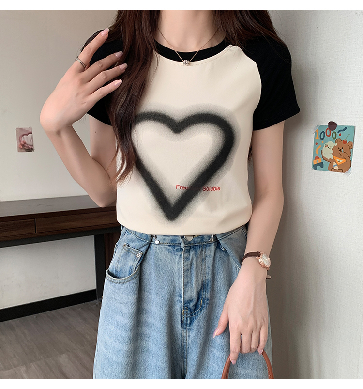 Korean style short T-shirt unique tops for women