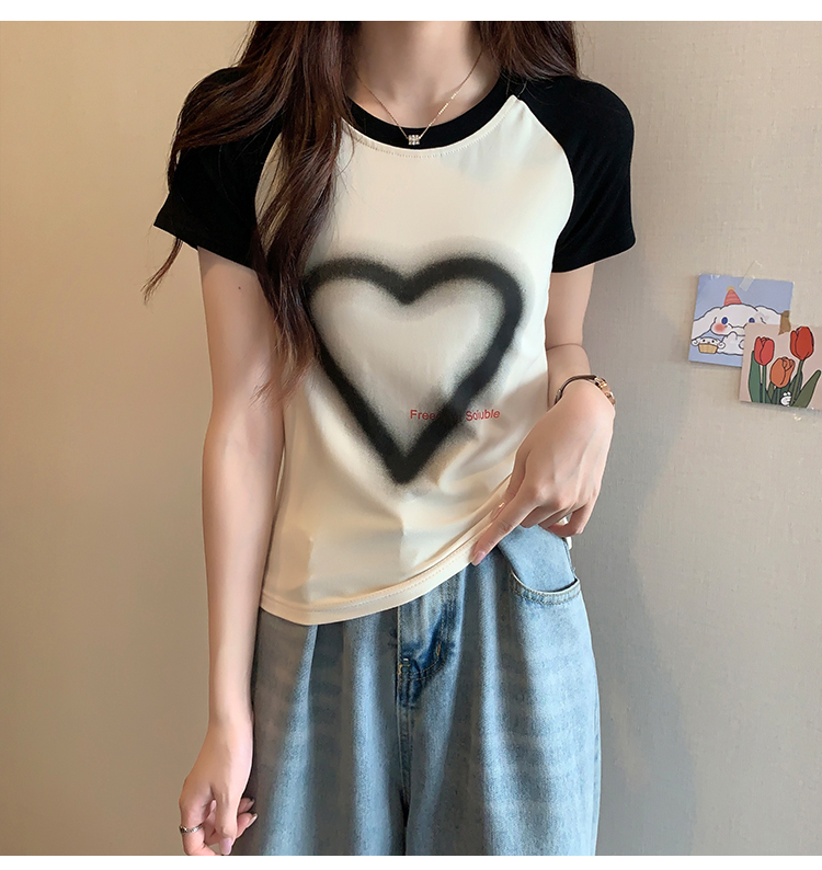 Korean style short T-shirt unique tops for women