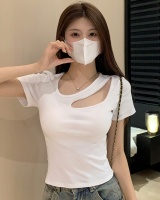 Sexy white short tops France style Korean style unique T-shirt
