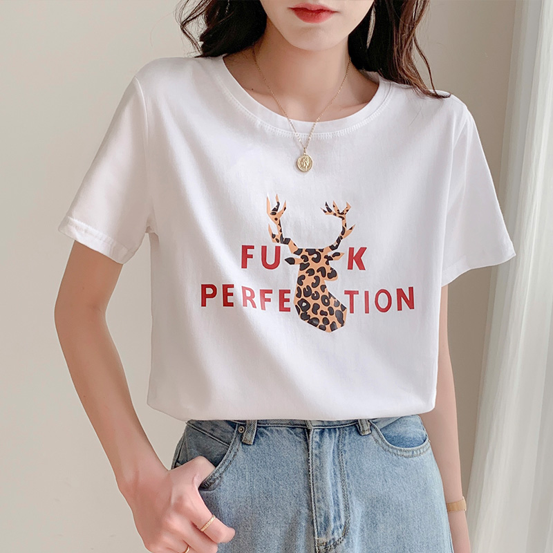 Summer tops pure cotton bottoming shirt for women
