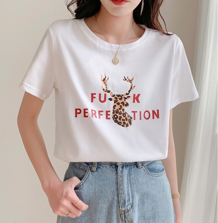 Summer tops pure cotton bottoming shirt for women