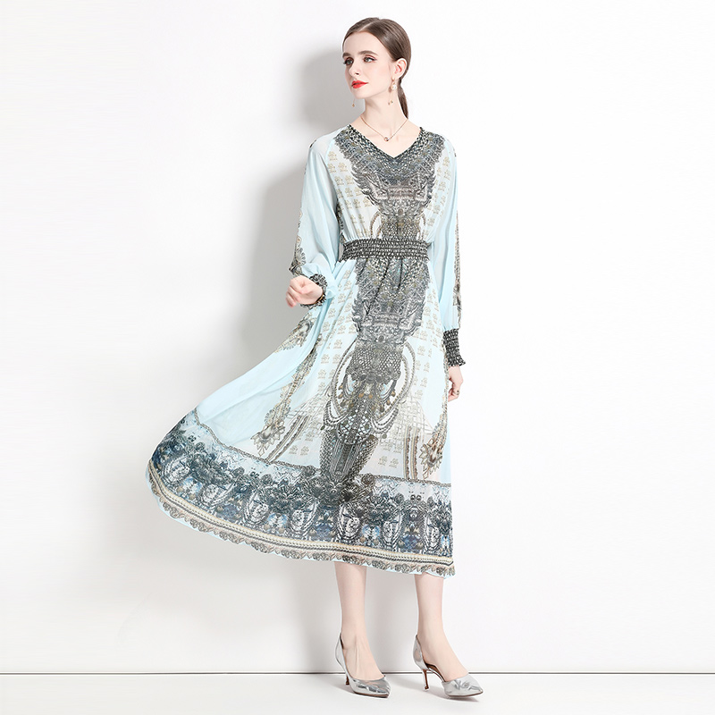 Spring and autumn Bohemian style dress for women
