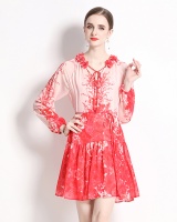France style red ladies spring summer dress