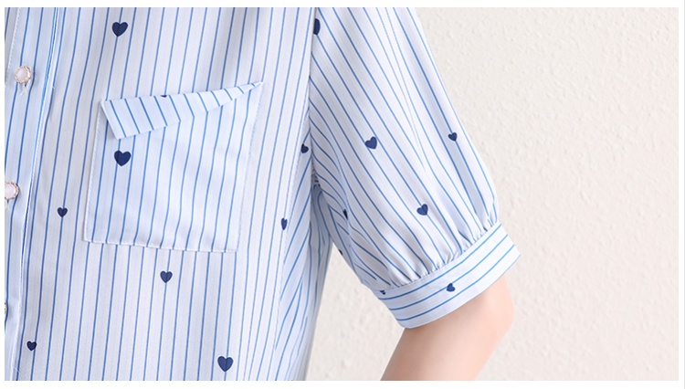 Stripe retro chiffon shirt commuting printing tops for women
