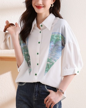 Mixed colors summer shirt short sleeve tops for women