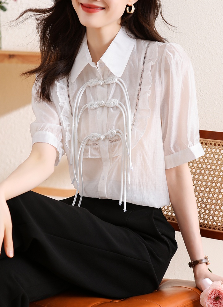 Short sleeve unique shirt France style tops for women