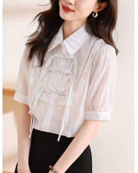Short sleeve unique shirt France style tops for women