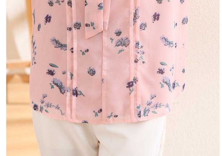 Printing bow short sleeve tops sweet summer shirt for women