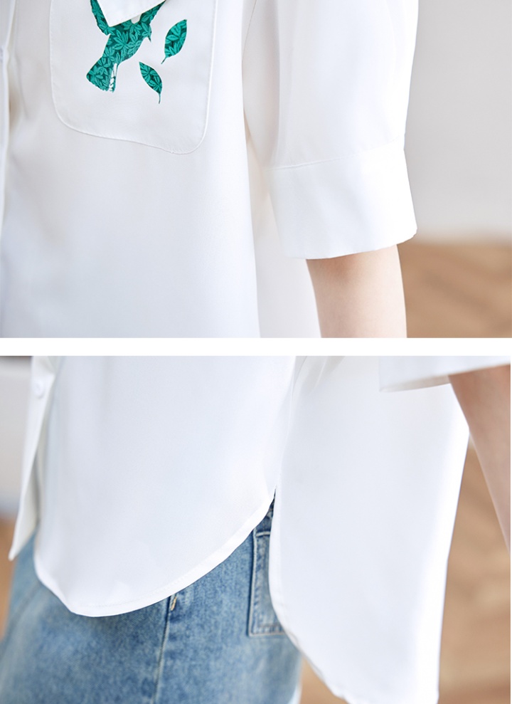 Printing summer white tops loose short sleeve shirt