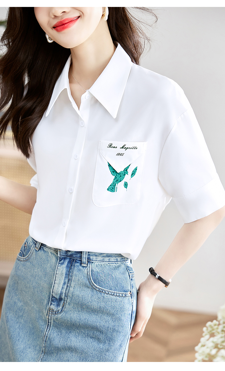 Printing summer white tops loose short sleeve shirt
