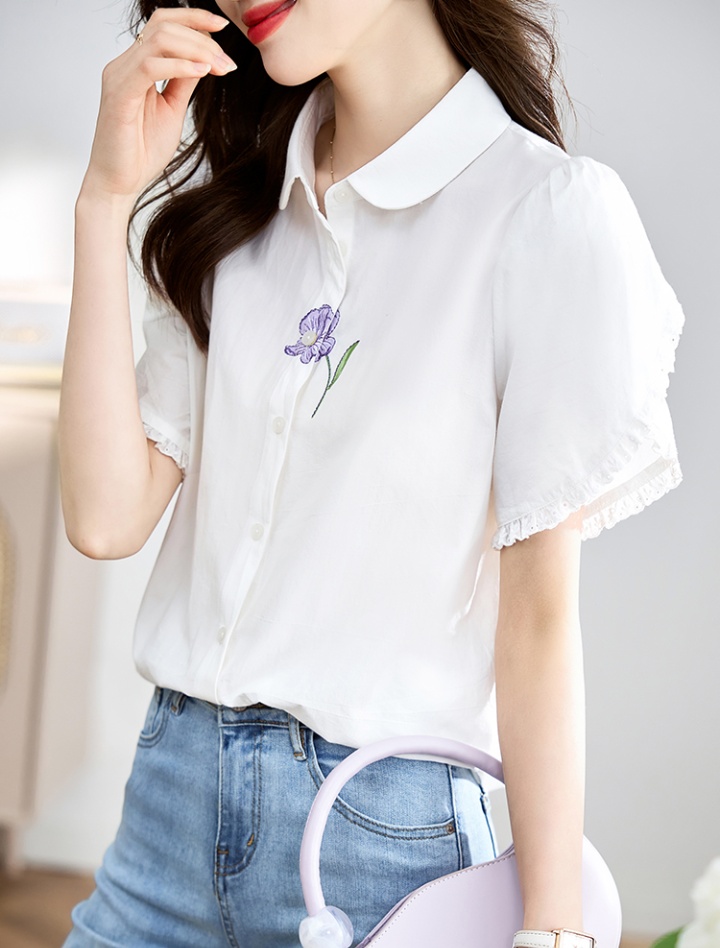 Art white shirt France style tops for women
