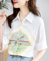White temperament shirt loose printing tops for women