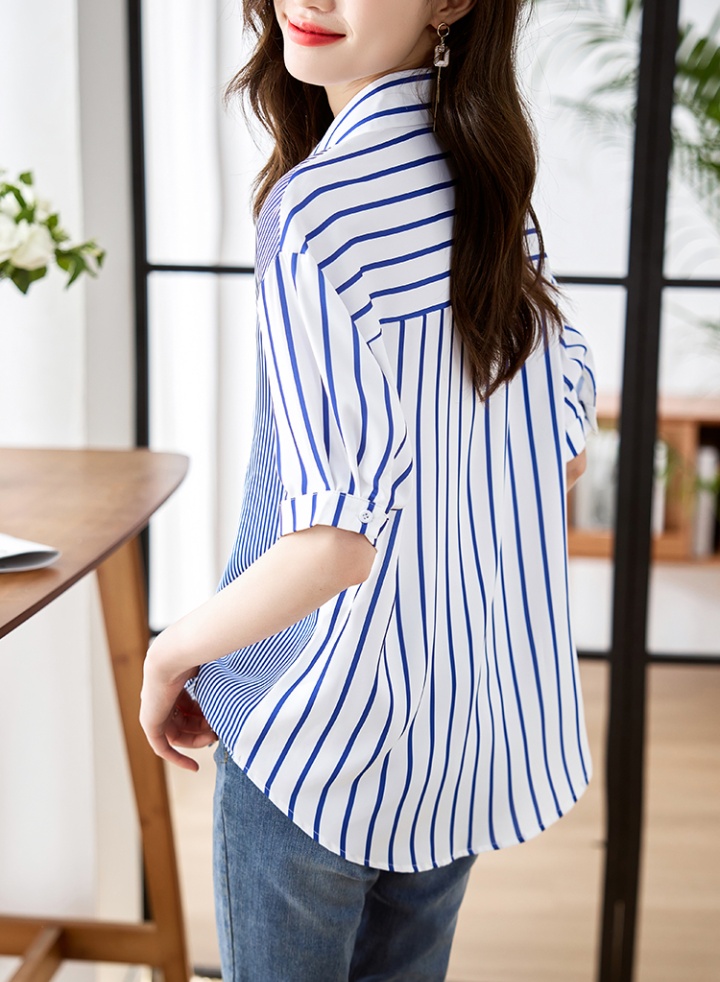 Vertical stripes summer tops Casual refreshing shirt