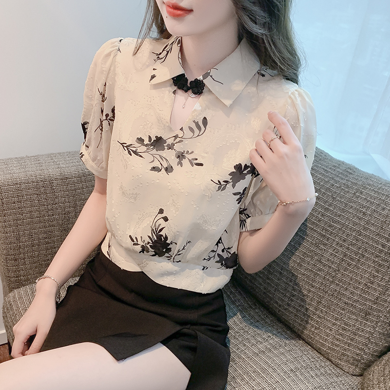 Colors Chinese style short shirt printing short sleeve tops