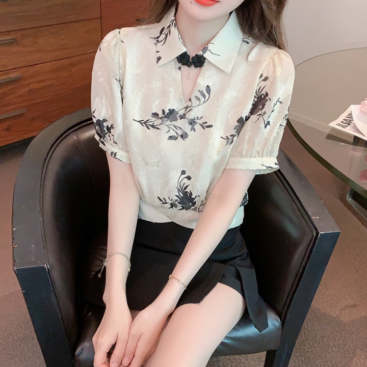 Colors Chinese style short shirt printing short sleeve tops