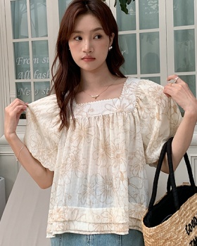 Lantern sleeve summer tops Korean style doll shirt