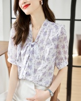 Chiffon all-match shirt floral Western style tops for women
