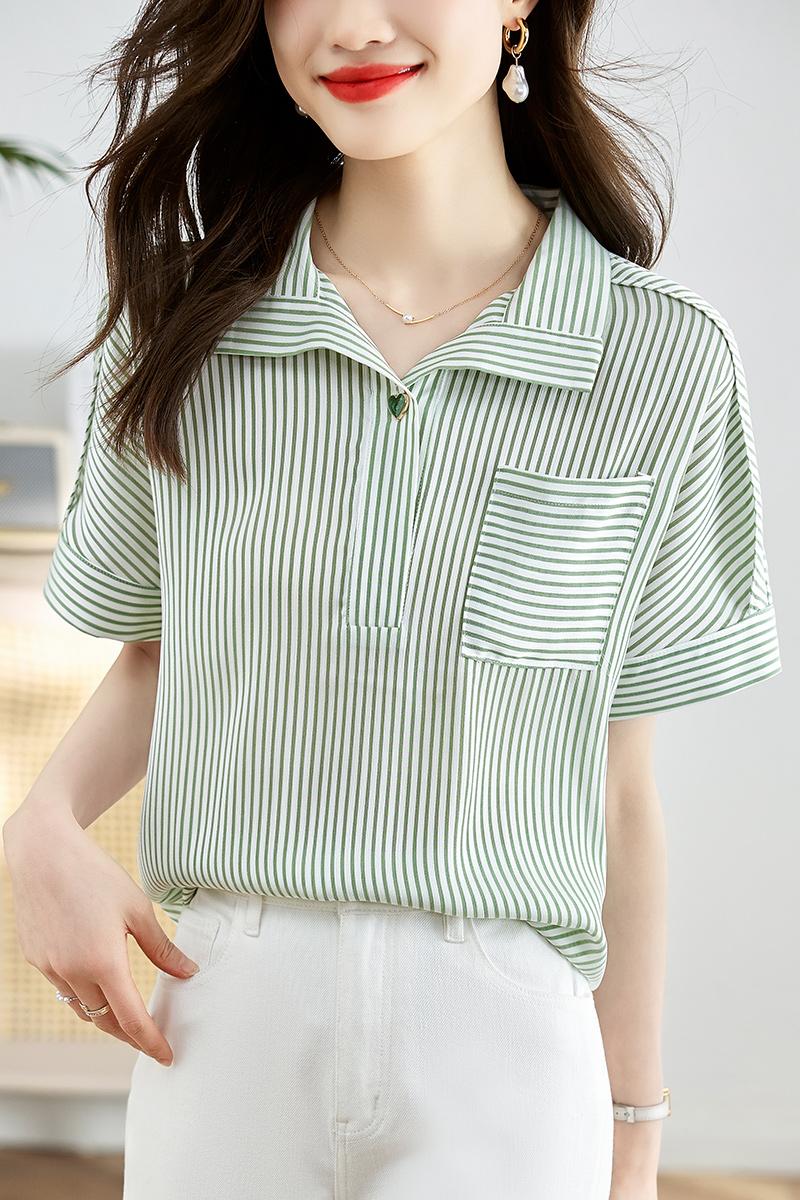 Summer non-ironing tops loose short sleeve shirt for women