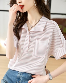 Summer non-ironing tops loose short sleeve shirt for women