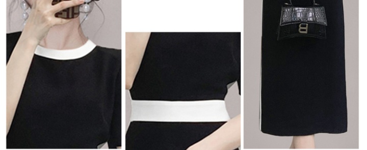 Black-white splice dress for women
