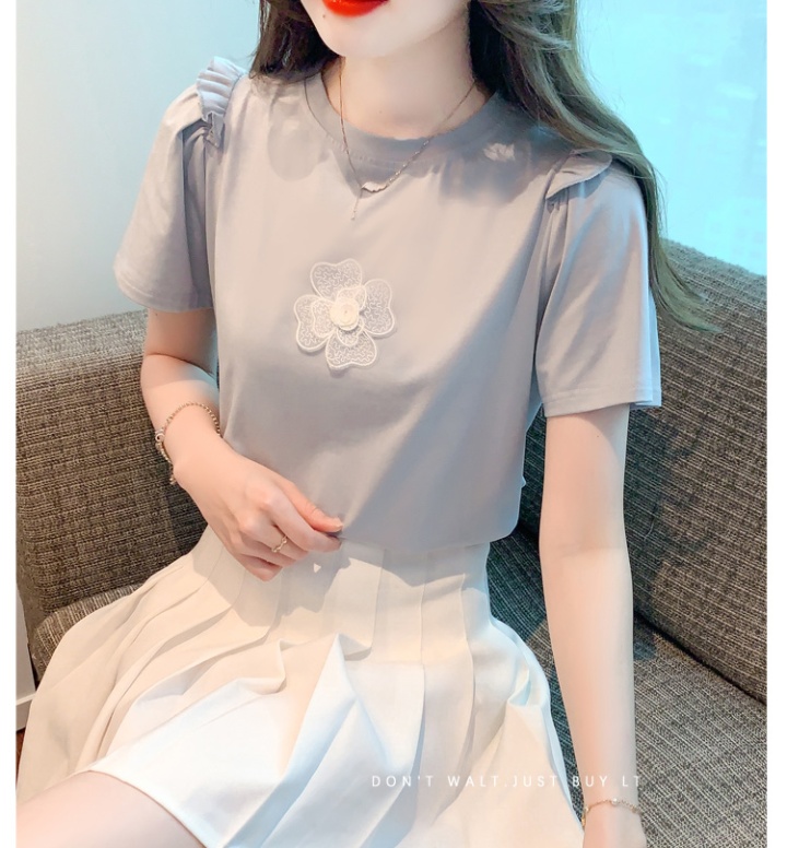 Pullover fashion pure cotton sweet T-shirt for women