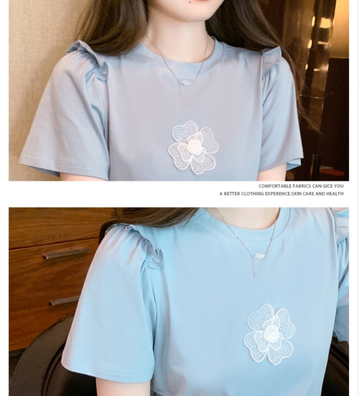 Pullover fashion pure cotton sweet T-shirt for women
