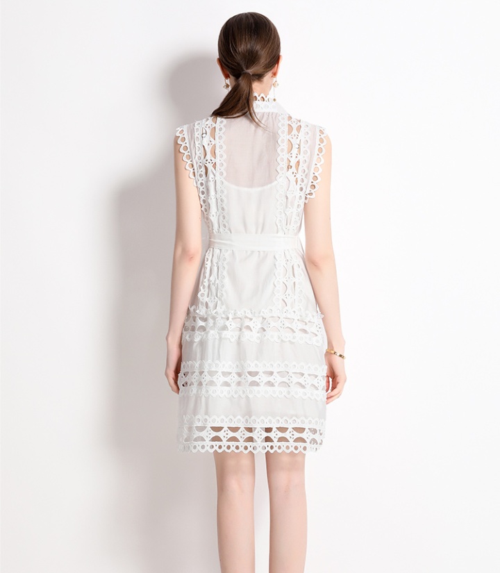 Hollow temperament embroidery France style dress