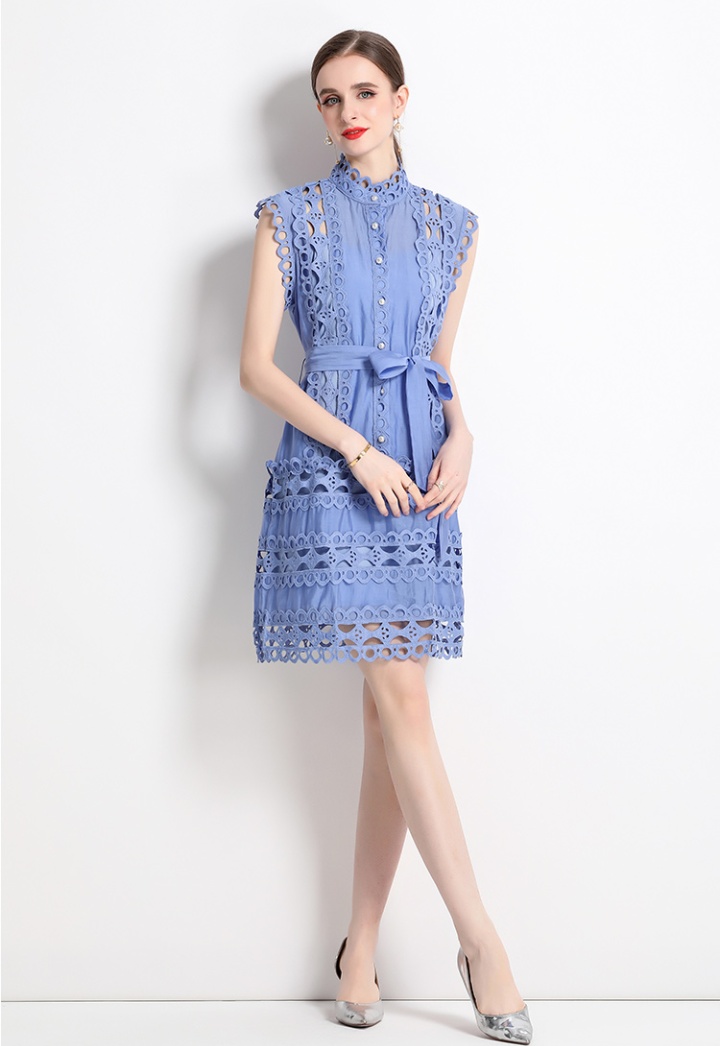 Hollow temperament embroidery France style dress
