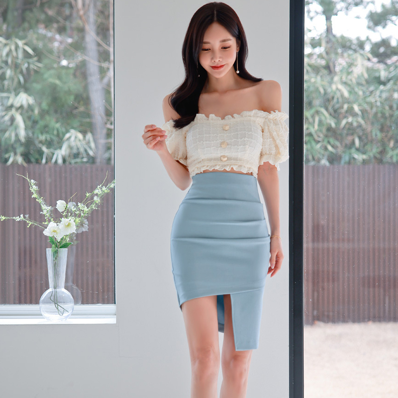 Summer irregular wrapped chest simple Korean style dress