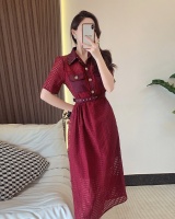 Hollow slim pinched waist France style retro dress