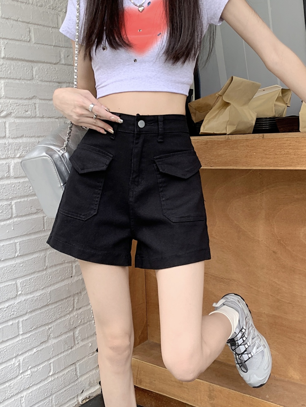 Summer elasticity shorts Korean style short jeans for women
