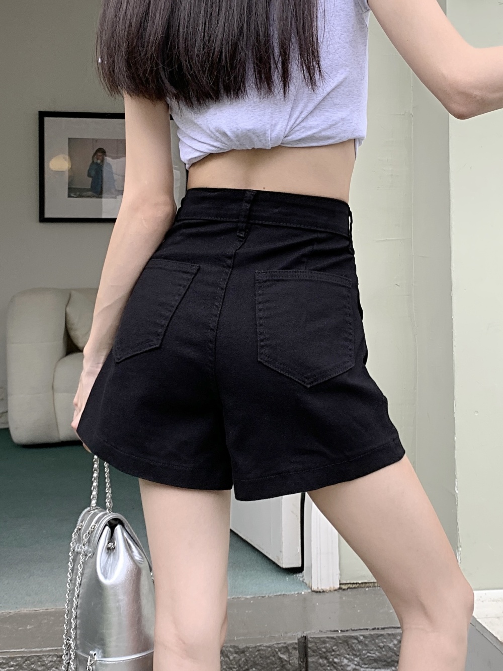 Summer elasticity shorts Korean style short jeans for women