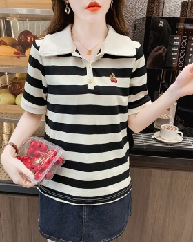 Casual embroidery T-shirt cherry small shirt