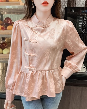 Pink spring tops Chinese style shirt