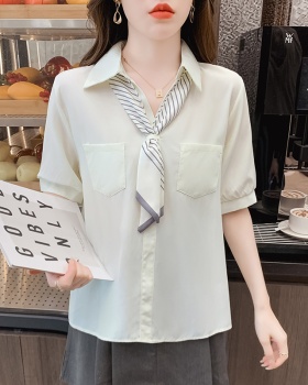 Short sleeve temperament collar shirt summer tops for women