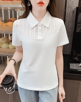 Splice summer thin T-shirt simple Casual tops for women