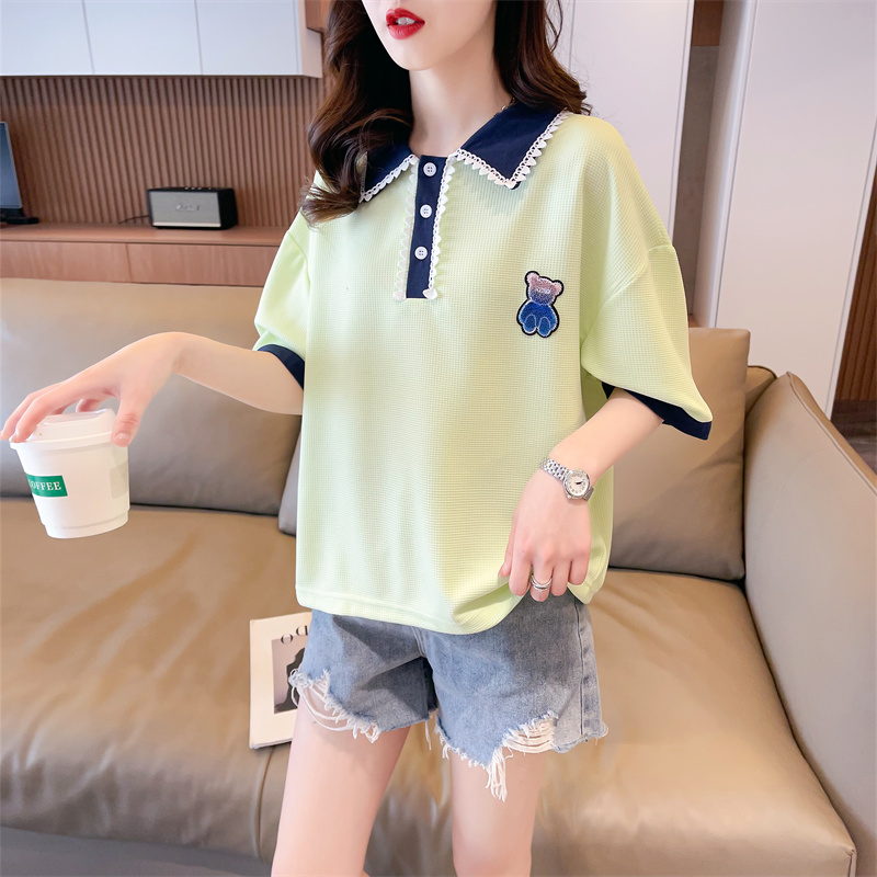 Splice pullover tops lace sweet T-shirt for women