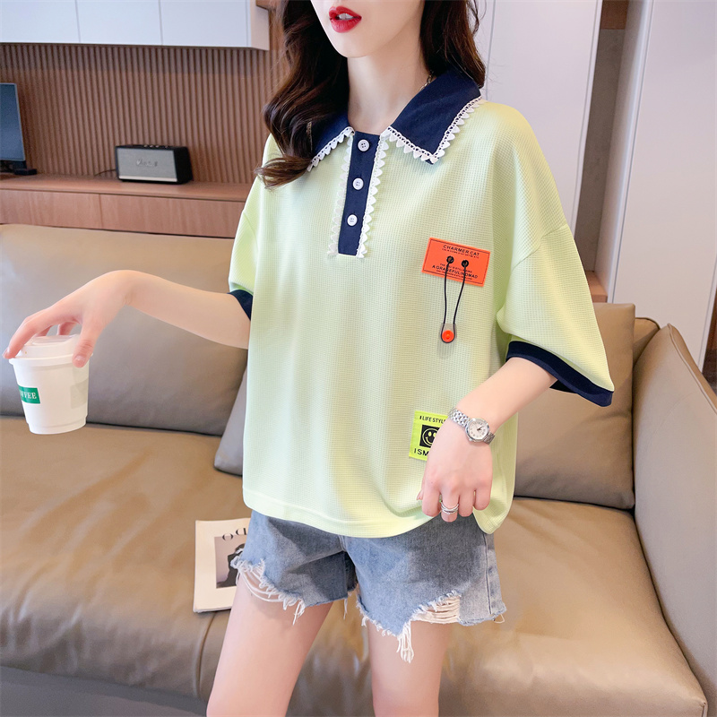 Sweet summer lace T-shirt splice pullover tops