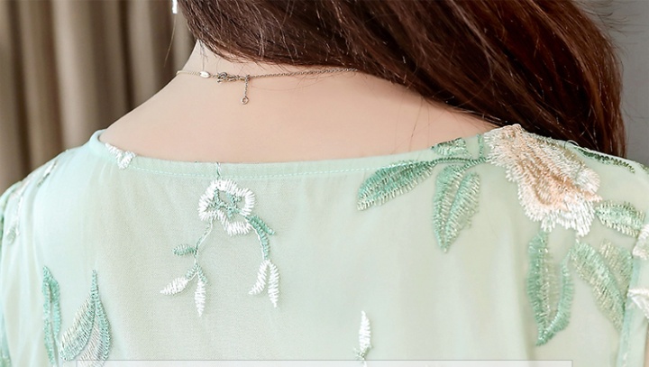 Korean style summer gauze embroidered slim long dress