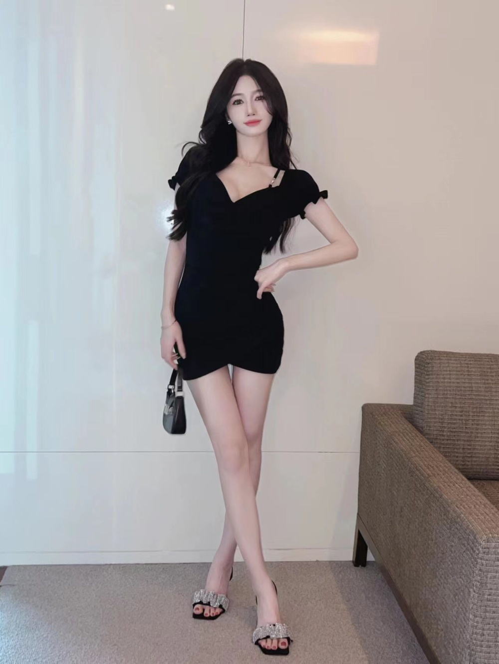 High elastic sexy short sleeve tight slim cotton dress