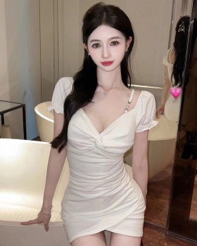 High elastic sexy short sleeve tight slim cotton dress