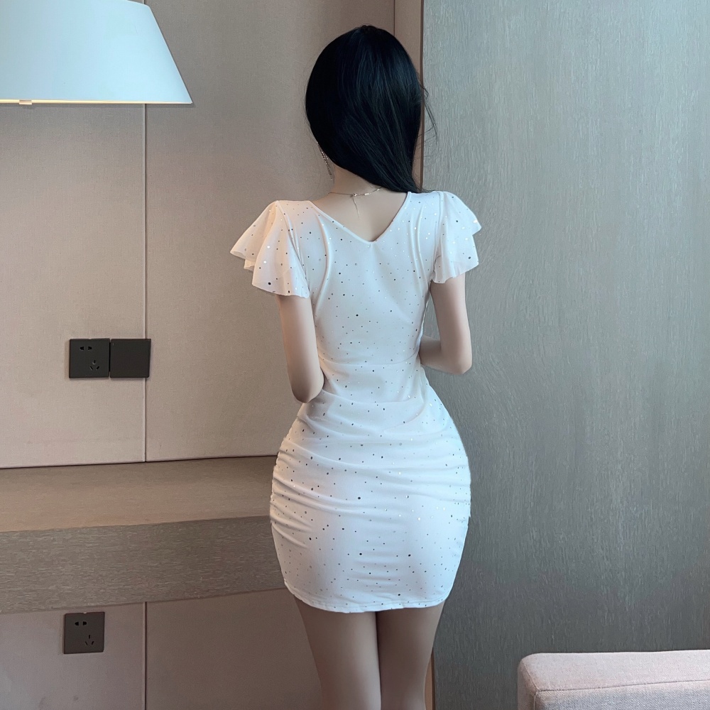 Package hip low-cut sexy slim dress