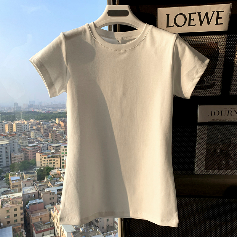 Korean style combed summer short sleeve T-shirt for women