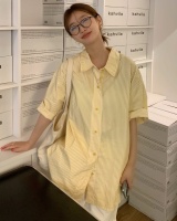 Long summer tops vertical stripes Japanese style shirt for women