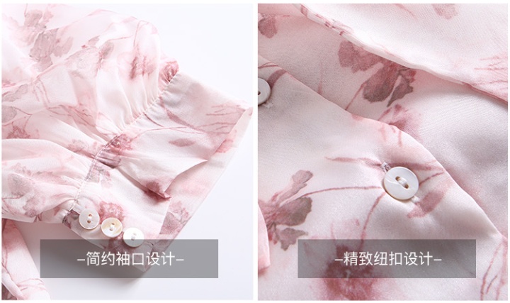 Ladies summer chiffon shirt floral tops for women